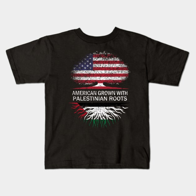 American Grown with Palestinian Roots USA Flag Kids T-Shirt by silvercoin